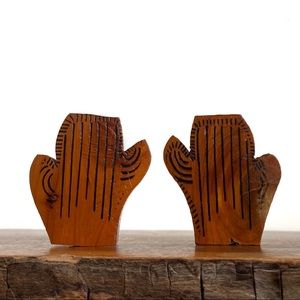 Mid Century Wooden Cactus Salt and Pepper Shakers
